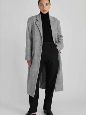 Classic Long Grey Wool-Cashmere Coat - Women's